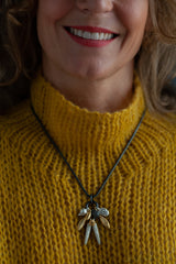 Dream Catcher Feather and Pod Cluster Pendant Necklace