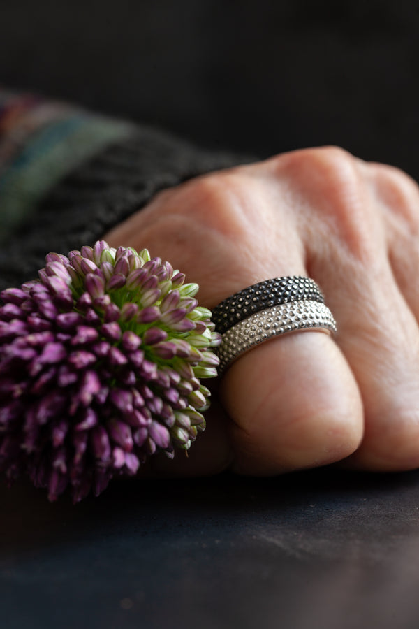 An understated but unusual ring, finished with my signature bobble texture. 