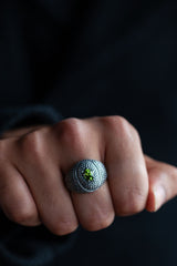 Serpent Eye Signet Ring with faceted Peridot