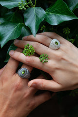 Serpent Eye Signet Ring with faceted Peridot