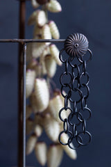 My Catherine Wheel Chain Drop Earrings combine round studs with 3 circular chains hanging down