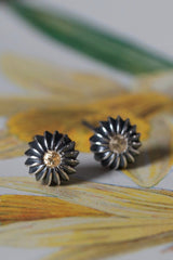 My November Yellow Topaz Birthstone Satsuma Studs are subtly striped and set with gemstones
