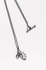 Twin Acorn and Oak Leaf Pendant Necklace