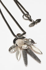 Dream Catcher Feather and Pod Cluster Pendant Necklace