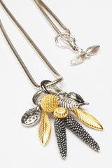 Dream Catcher Feather and Pod Cluster Pendant Necklace