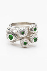 January Tsavorite Green Garnet Five Pollen Stacking Ring Set