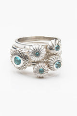Five Aquamarine Pollen Stacking Ring Set
