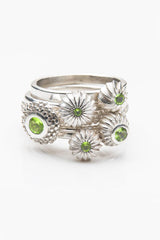 Five Peridot Pollen Stacking Ring Set