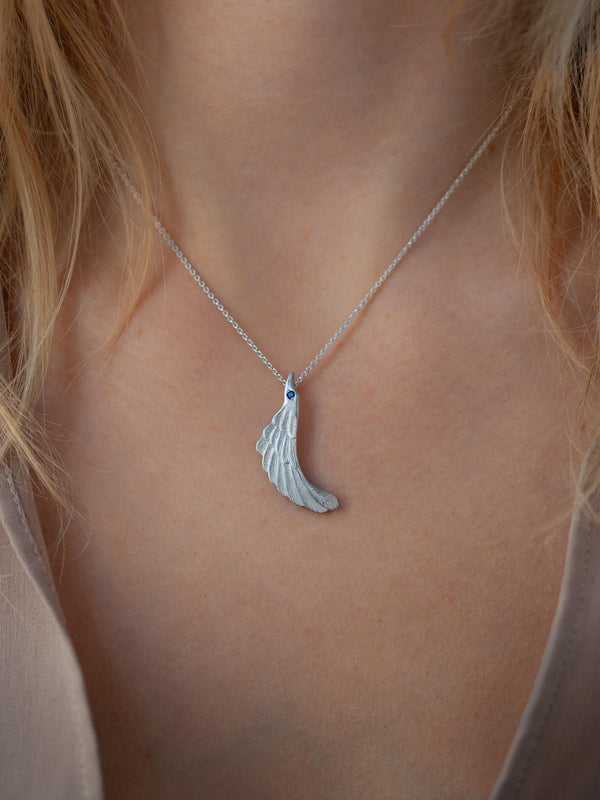 Sky Charm Pendant Necklace  - Silver & Sapphire