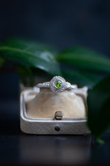 Peridot Bobbled Pollen Stacking Ring - Silver and Peridot - Current Design - Size K1/2 / L