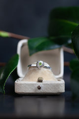 Peridot Swirling Sepal Stacking Ring - Silver and Peridot - Current design - Size K