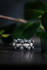 Oxidised Silver and Silver Cauliflower Trio Ring  - Each ring is size L1/2 but together fit size K/2 finger