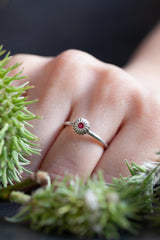 Silver Ruby Satsuma Ring - Silver and Ruby - Current Design - Size J