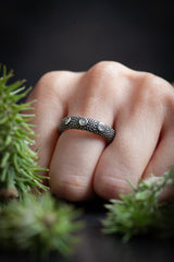 Diamond Octopus Ring - Oxidised Silver and Diamond - Size M1/2 / N - Current Design