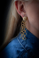 Garnet Catherine Wheel Three Chain Drop Earrings - Limited Edition of 10