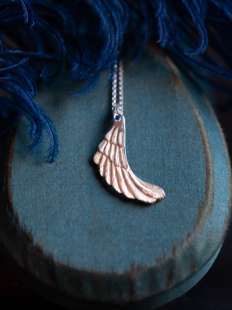 Sky Charm Pendant Necklace  - Silver & Sapphire