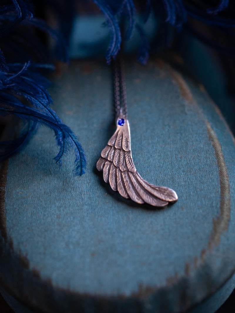 Sky Charm Pendant Necklace  - Silver & Sapphire