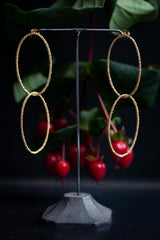 Double Oval Bobbled Hoop Drop Earrings