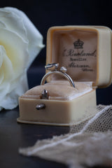 Grey Green Sapphire and Diamond Couplet Ring - 9ct white Gold - One of a Kind