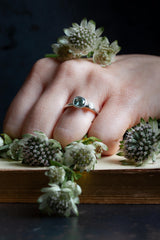 Grey Green Sapphire and Diamond Couplet Ring - 9ct white Gold - One of a Kind