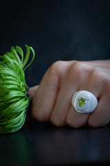 Serpent Eye Signet Ring with faceted Peridot