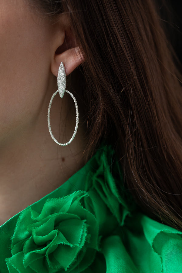 Petal Oval Hoop Earrings