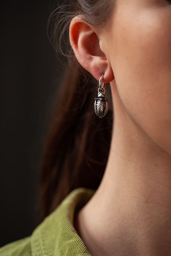 Bee Drop Earrings on Hoops with Articulated Wings
