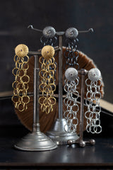Garnet Catherine Wheel Three Chain Drop Earrings - Limited Edition of 10