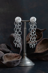 Garnet Catherine Wheel Three Chain Drop Earrings - Limited Edition of 10