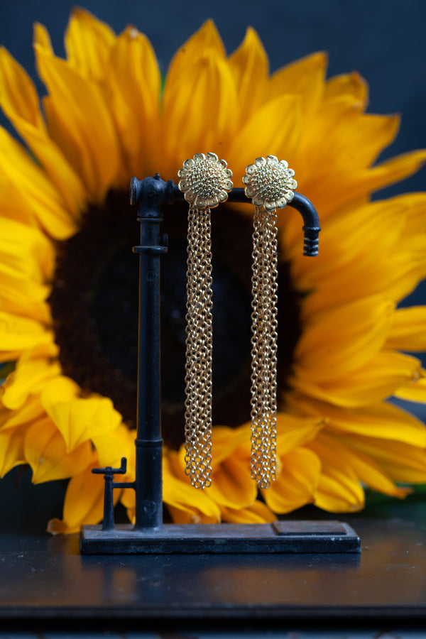 Sunflower Studs with Detachable Chains
