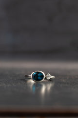 London Blue Topaz and Diamond Couplet Ring - 9ct White Gold