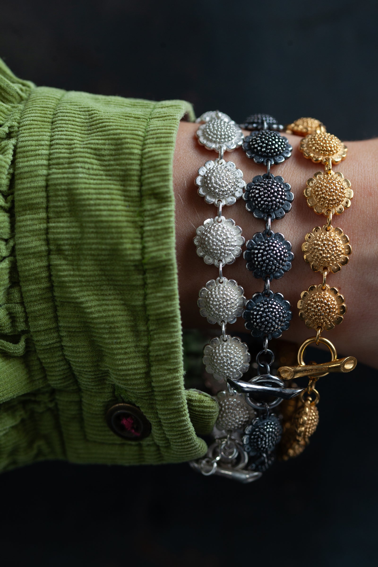 SILVER925 SUNFLOWER BRACELET/シルバー/ブレスレット Sunflower Sterling Silver Bracelet - Stranded Treasures