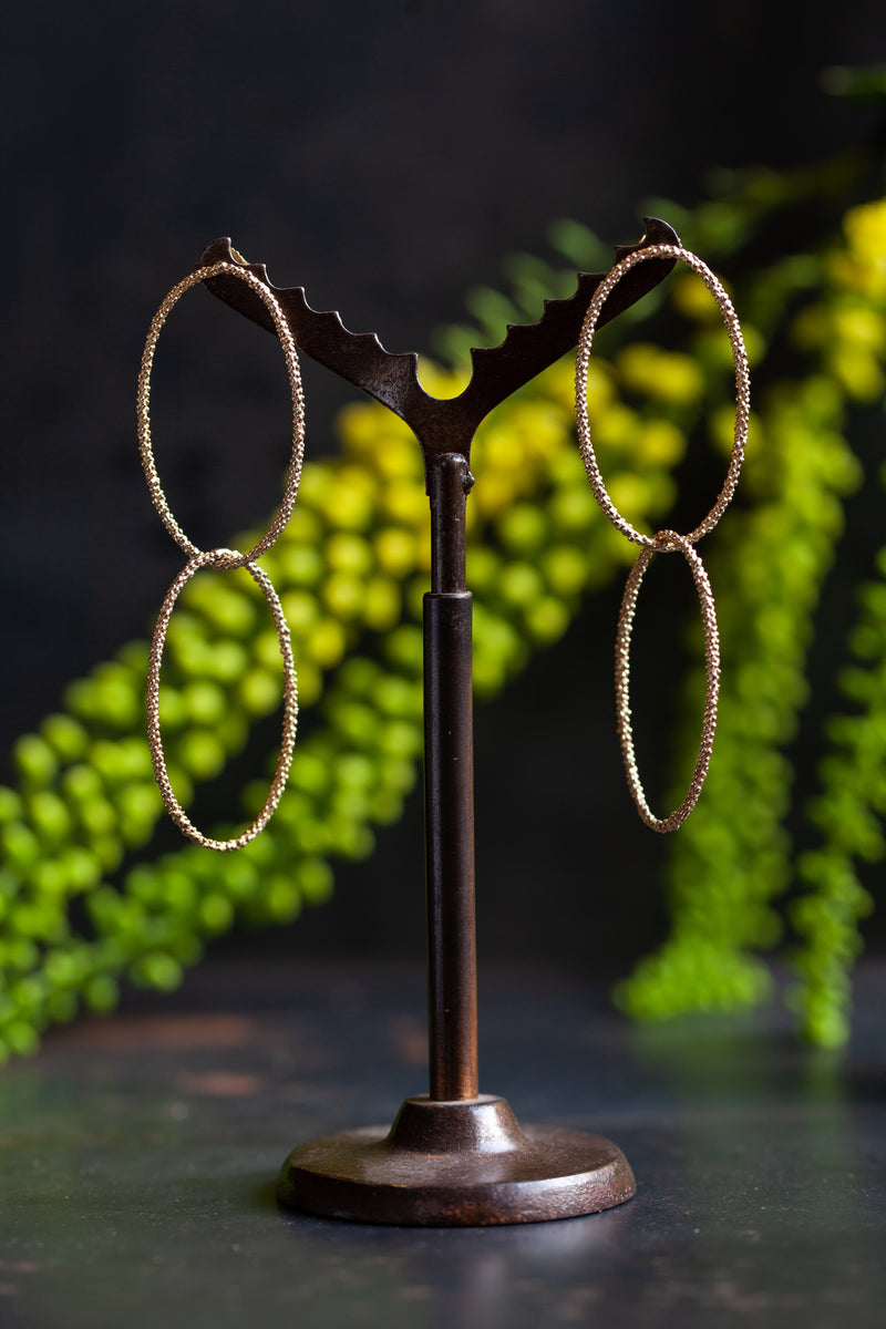 Double Oval Bobbled Hoop Drop Earrings