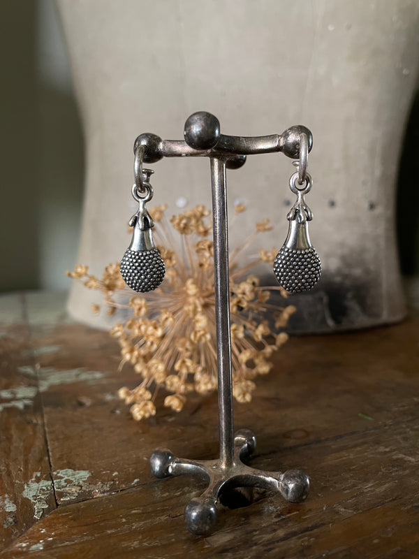 Skittle Fruit Drop Earrings - Oxidised Silver and Silver