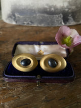 Gold Plated Silver Large Oval Egg Cuff with Oxidised Silver detachable Large Oval Studs - Past Design