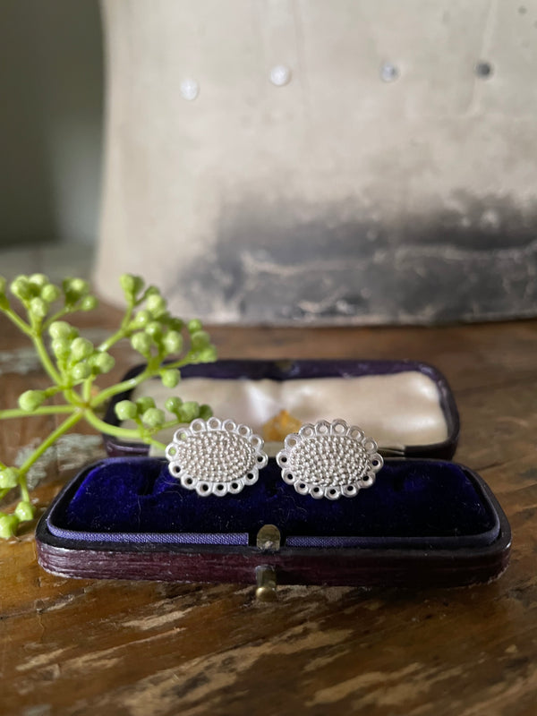 Small Baroque Stud Earrings - Silver