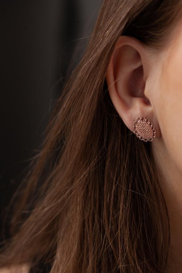 Small Baroque Stud Earrings - Rose Gold Plated Silver