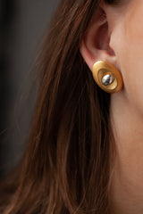 Gold Plated Silver Large Egg Cuff with Silver detachable Large Oval Studs  - Past Design