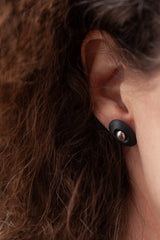 Small Oxidised Silver Oval Egg Cuff with detachable Small Silver Oval Studs