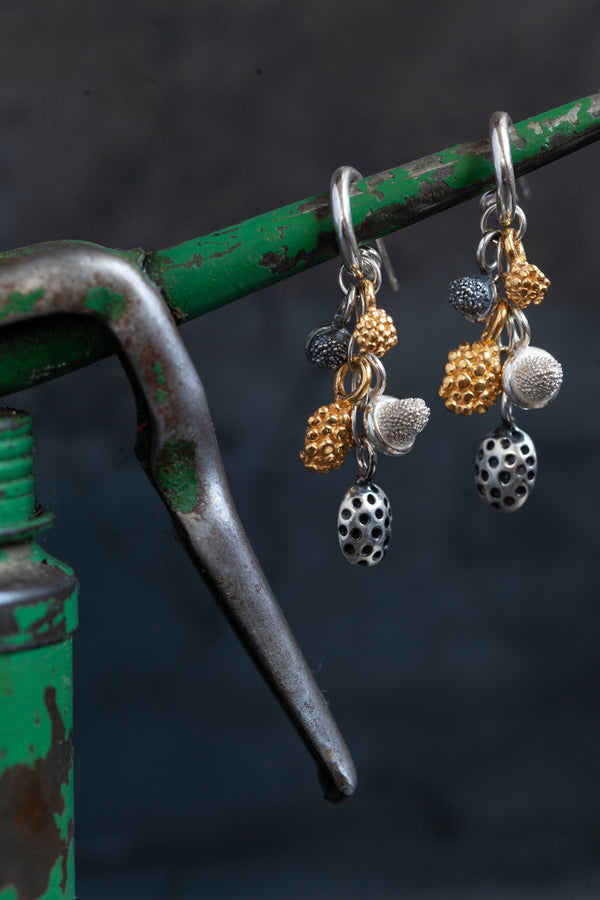 Mixed Pod Cluster Drop Earrings