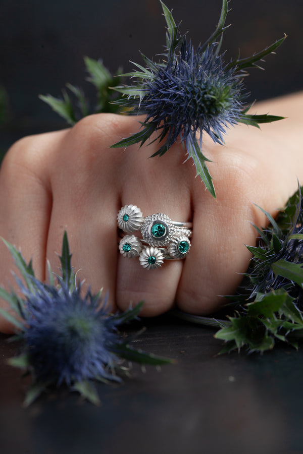 Five Blue Tourmaline Pollen Stacking Ring Set
