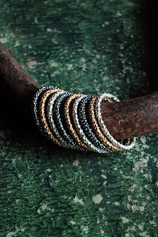 My versatile Mini Bobbled Stacking Rings are textured rings that can be worn alone or stacked with others