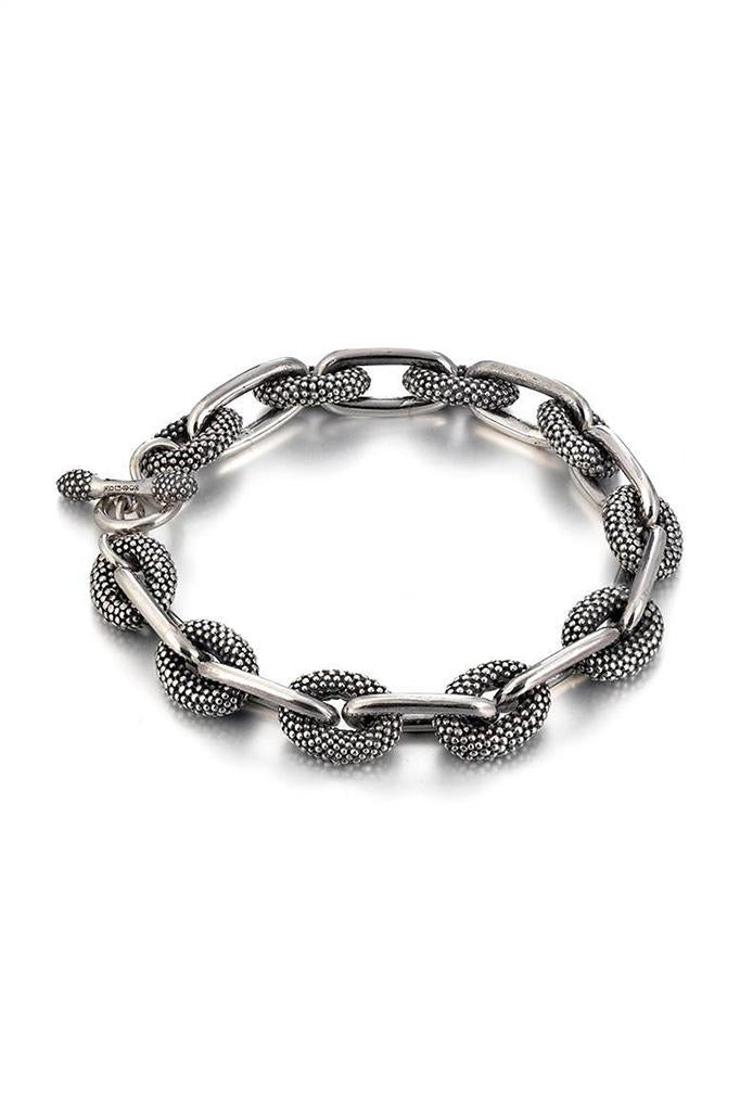 Spotted Oval and Plain Link Bracelet