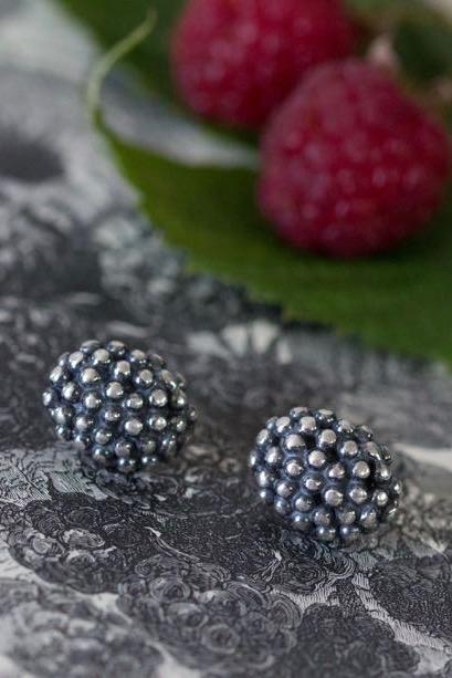 My Raspberry Earrings are decorated with the bobbled texture of raspberries