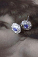 My Bobbled Pollen Stud Earrings are set with December Tanzanite birthstones