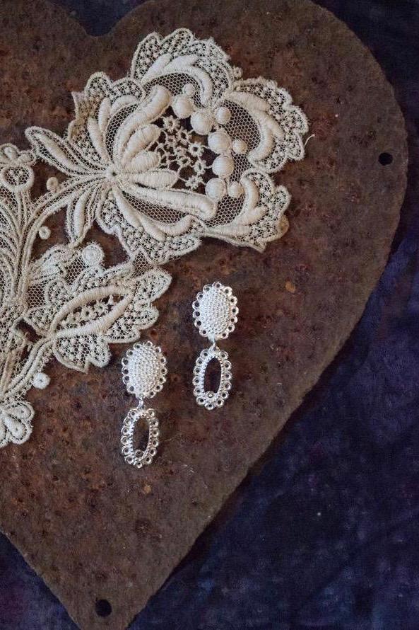 My Small Baroque 2 Part Drop Earrings are inspired by antique lace