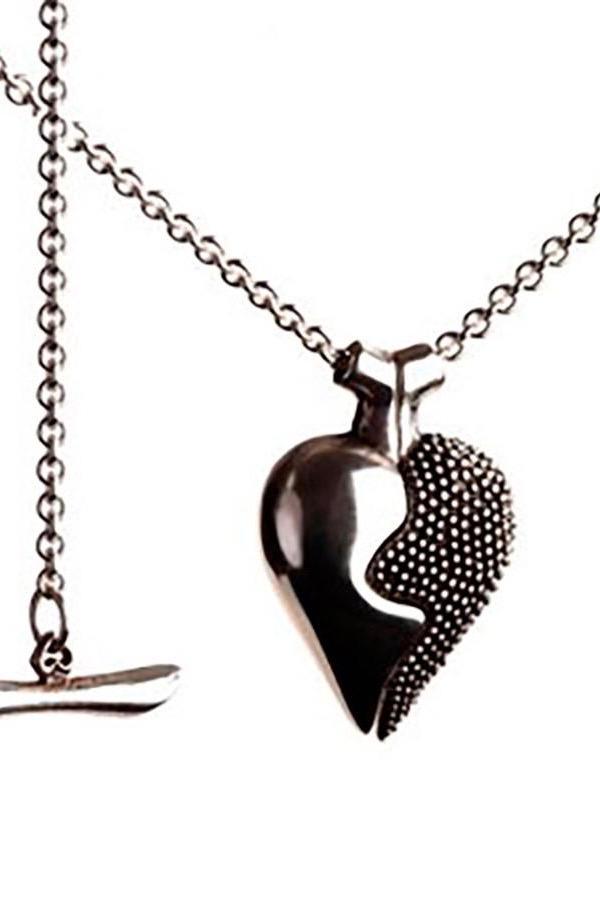 Large Two Part Heart Pendant Necklace