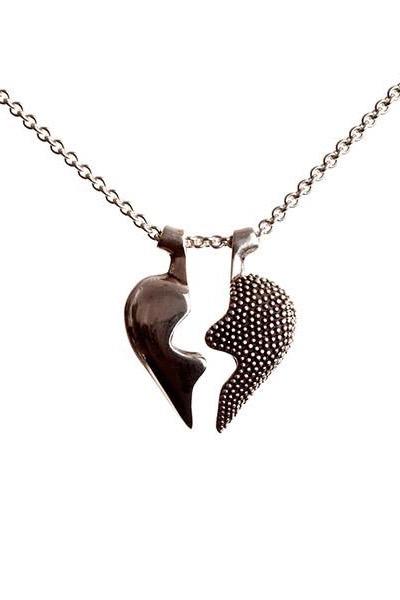 Large Two Part Heart Pendant Necklace