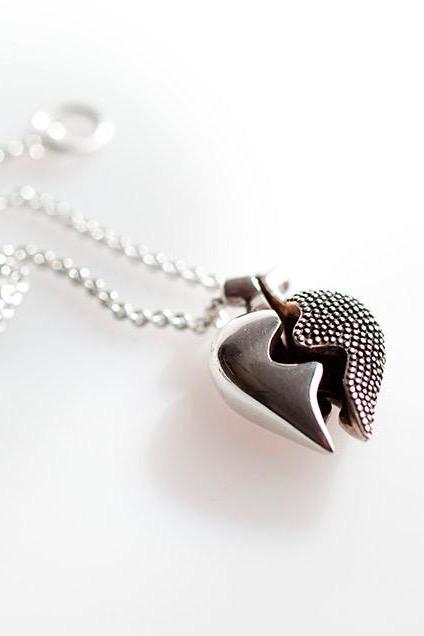 Large Two Part Heart Pendant Necklace