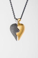 Large Two Part Heart Pendant Necklace